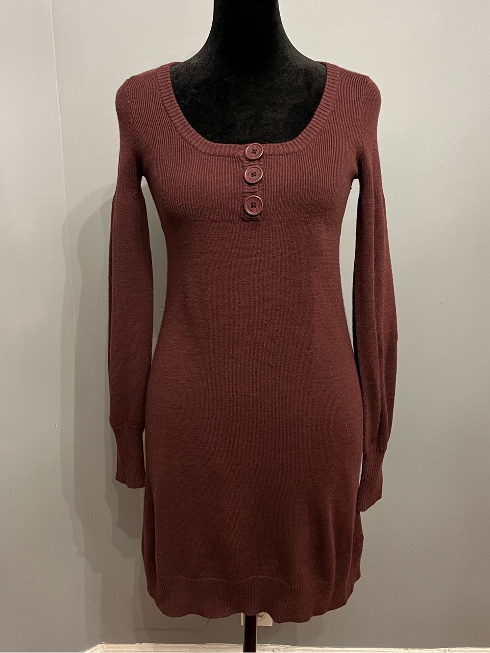Billabong Long Bubble Sleeve Mini Sweater Dress, size S
